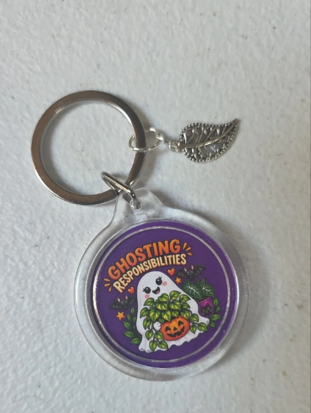 Ghosting Responsibilities Halloween Keychain with Removable Strap